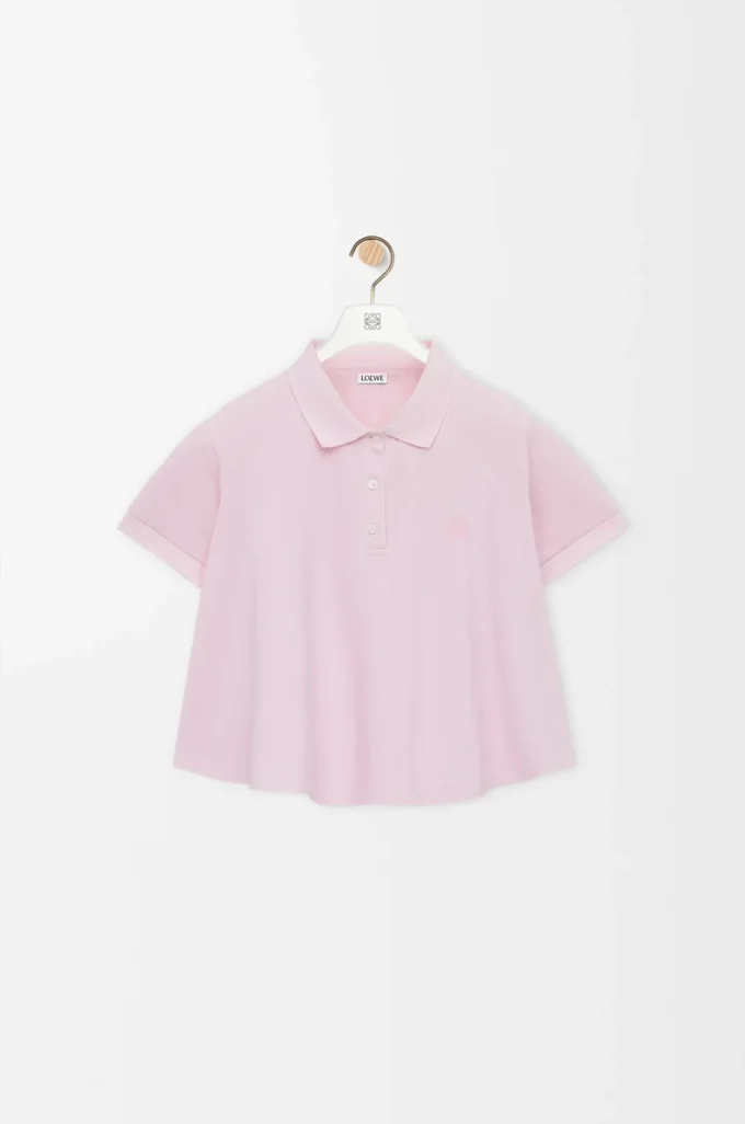 Trapez-Polo aus Baumwolle Hellrosa