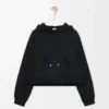 Trapezförmiger Hoodie aus Baumwollmischung Schwarz