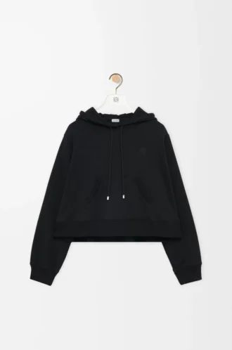 Trapezförmiger Hoodie aus Baumwollmischung Schwarz