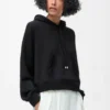 Trapezförmiger Hoodie aus Baumwollmischung Schwarz