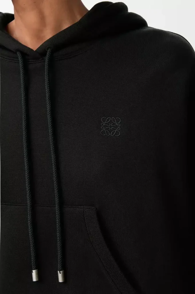 Trapezförmiger Hoodie aus Baumwollmischung Schwarz