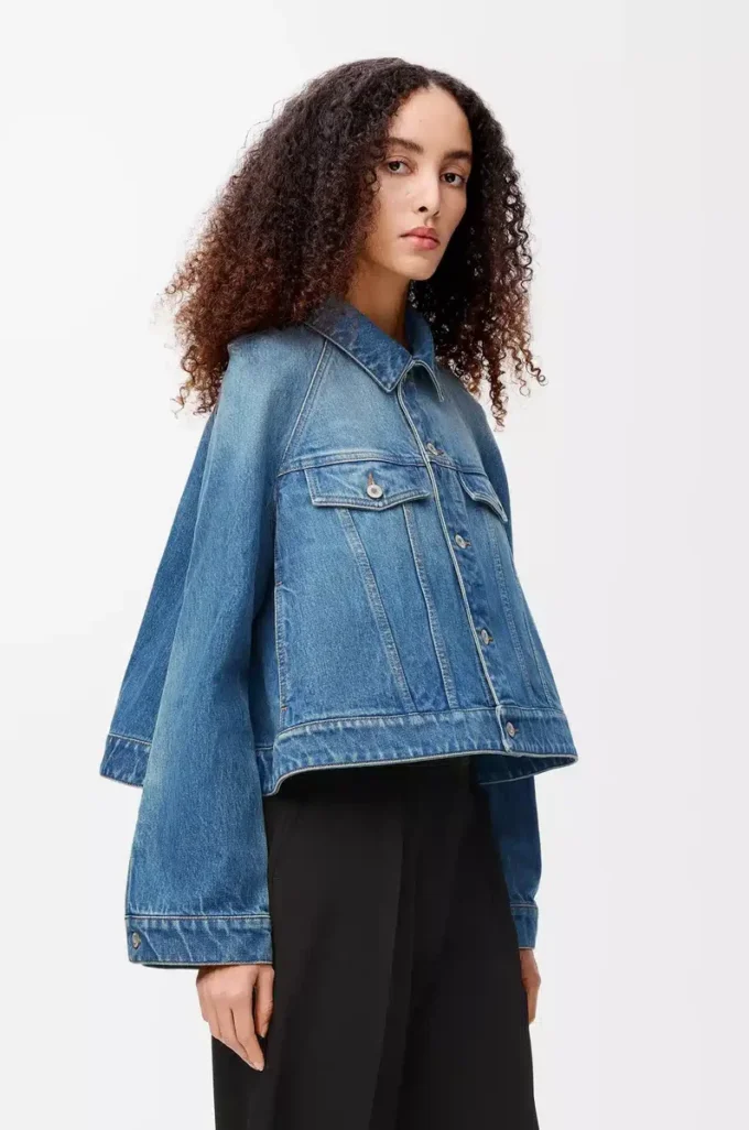 Trapezjacke aus Denim Denim Blue