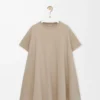 Trapezkleid aus Baumwollmischung Beige