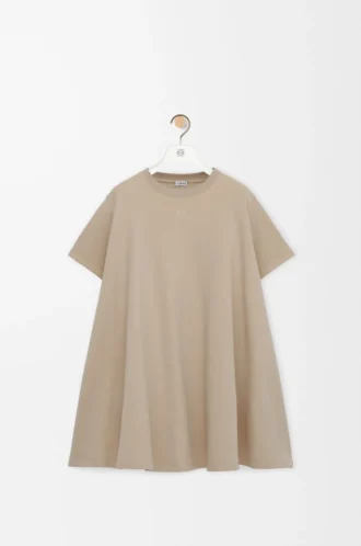 Trapezkleid aus Baumwollmischung Beige