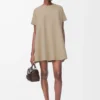 Trapezkleid aus Baumwollmischung Beige