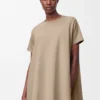 Trapezkleid aus Baumwollmischung Beige