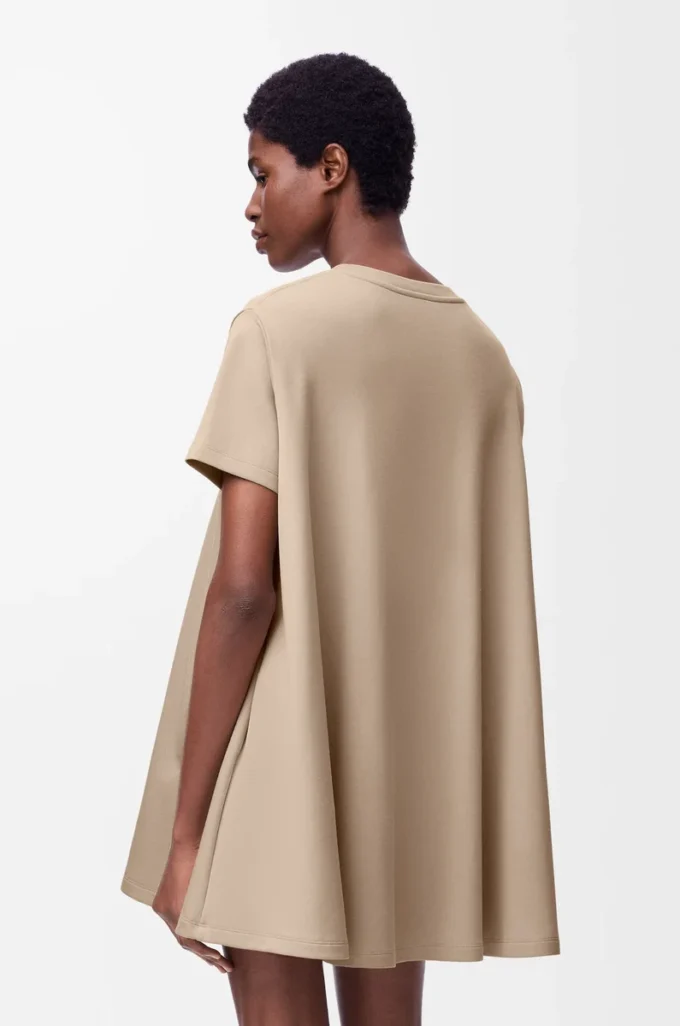 Trapezkleid aus Baumwollmischung Beige