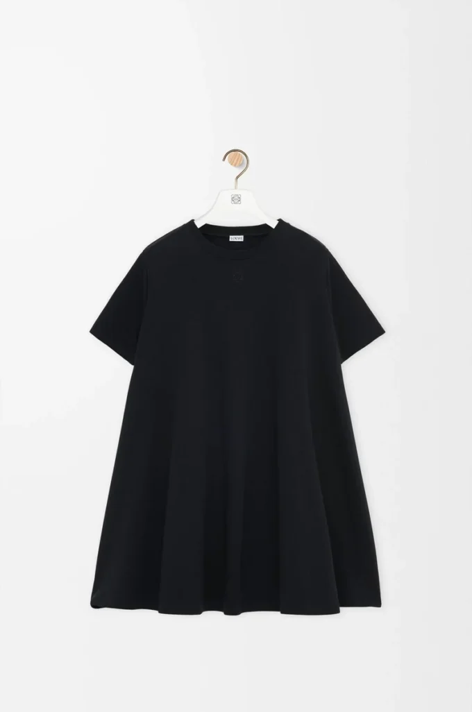 Trapezkleid aus Baumwollmischung Schwarz