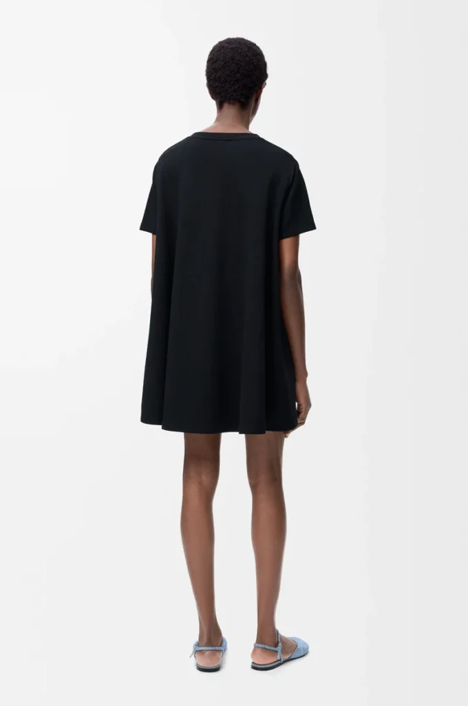 Trapezkleid aus Baumwollmischung Schwarz