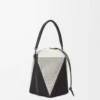Treasure Bako Beuteltasche aus Jacquard-Canvas und Kalbsleder Natur/Schwarz