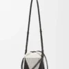 Treasure Bako Beuteltasche aus Jacquard-Canvas und Kalbsleder Natur/Schwarz
