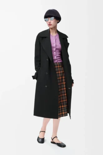 Trenchcoat aus Stretch-Viskose Schwarz