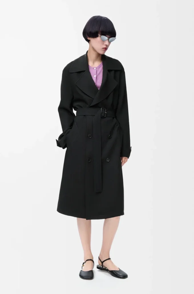 Trenchcoat aus Stretch-Viskose Schwarz