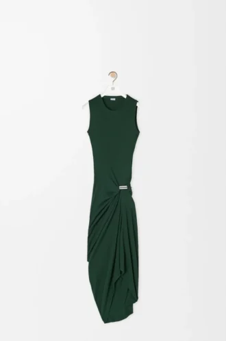 Trägerkleid aus Baumwolle Dunkelgrün
