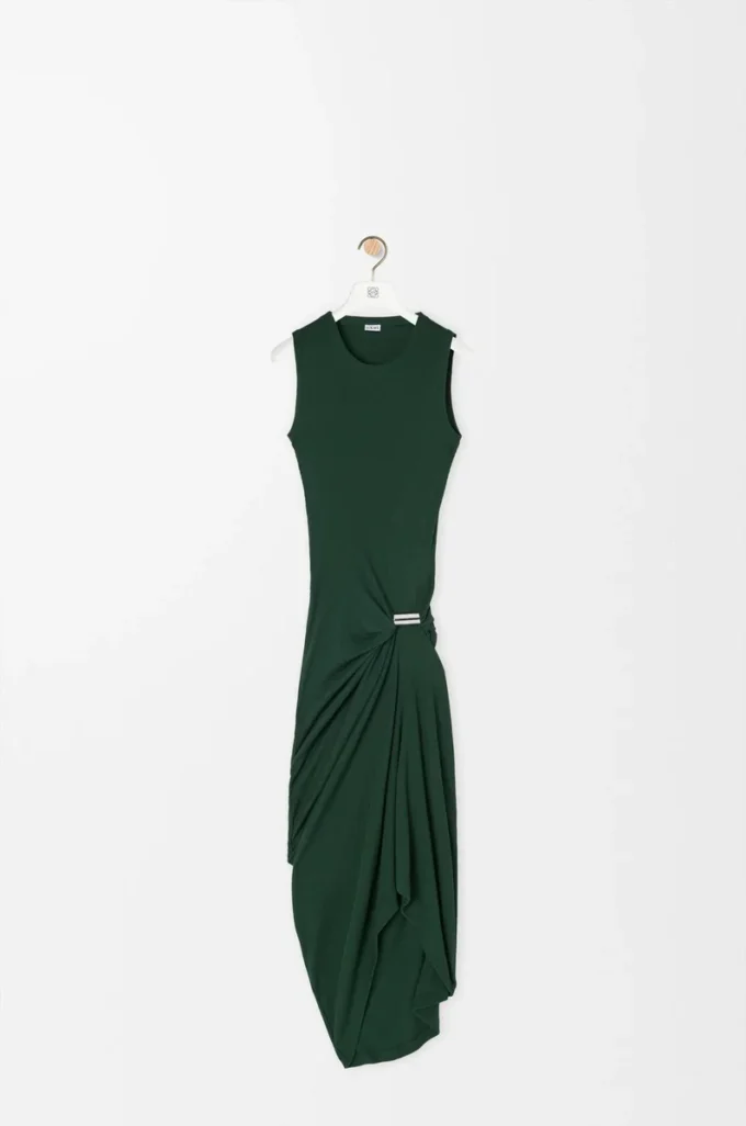 Trägerkleid aus Baumwolle Dunkelgrün