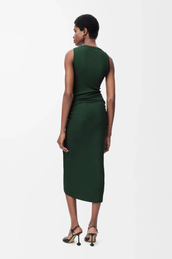 Trägerkleid aus Baumwolle Dunkelgrün