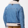 Truckerjacke aus Denim und Lammfell in Denimblau
