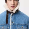 Truckerjacke aus Denim und Lammfell in Denimblau