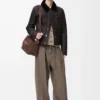 Truckerjacke aus Lammfell Braun/Marineblau
