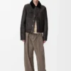 Truckerjacke aus Lammfell Braun/Marineblau