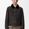 Truckerjacke aus Lammfell Braun/Marineblau
