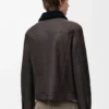 Truckerjacke aus Lammfell Braun/Marineblau