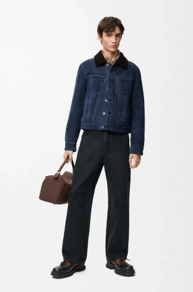 Baggy-Jeans mit Anagramm-Motiv aus Denim Schwarz
