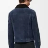 Truckerjacke aus Lammfell Marineblau/Braun