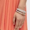 Twist Armreif aus Kalbsleder in Soft White