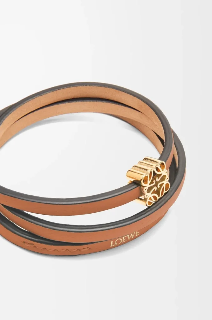 Twist-Armreif aus Kalbsleder Tan
