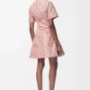 Twistkleid aus Seidenmisch-Taft Weiß/Rosa