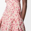 Twistkleid aus Seidenmisch-Taft Weiß/Rosa