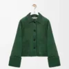Umgeschlagene Jacke aus Nappa-Lammleder Dunkelgrün