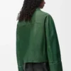 Umgeschlagene Jacke aus Nappa-Lammleder Dunkelgrün
