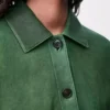 Umgeschlagene Jacke aus Nappa-Lammleder Dunkelgrün