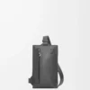 Vertikale T-Tasche aus weichem genarbtem Kalbsleder Anthrazit