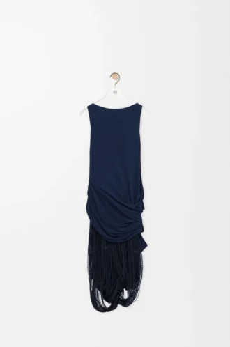 Verziertes Kleid aus Viskose in Marineblau