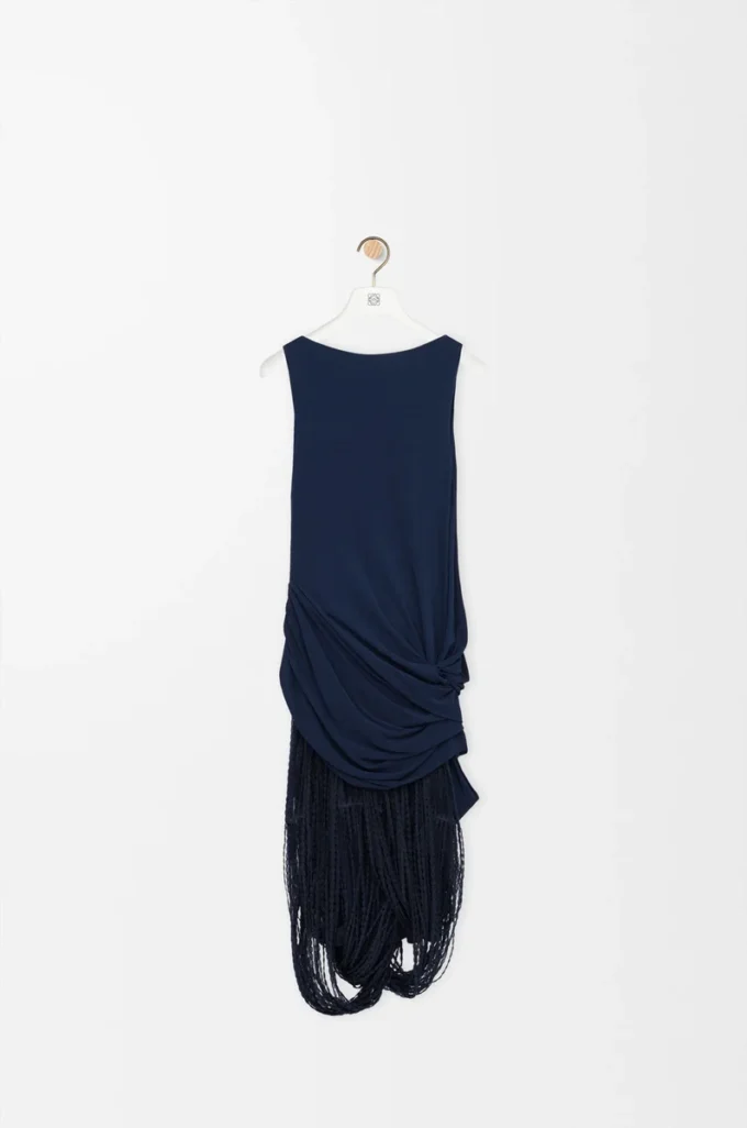 Verziertes Kleid aus Viskose in Marineblau