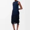 Verziertes Kleid aus Viskose in Marineblau