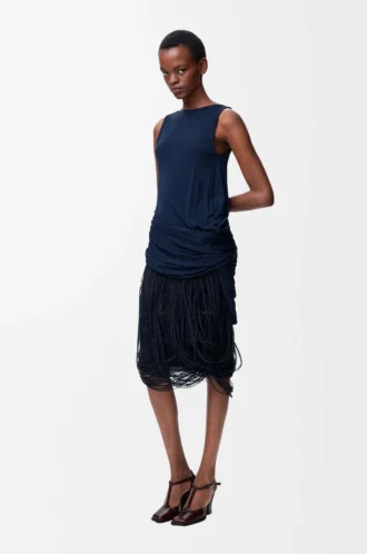 Verziertes Kleid aus Viskose in Marineblau