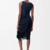 Verziertes Kleid aus Viskose in Marineblau