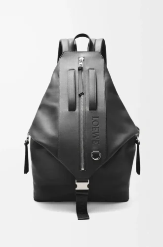 Wandelbarer Rucksack aus klassischem Kalbsleder Schwarz