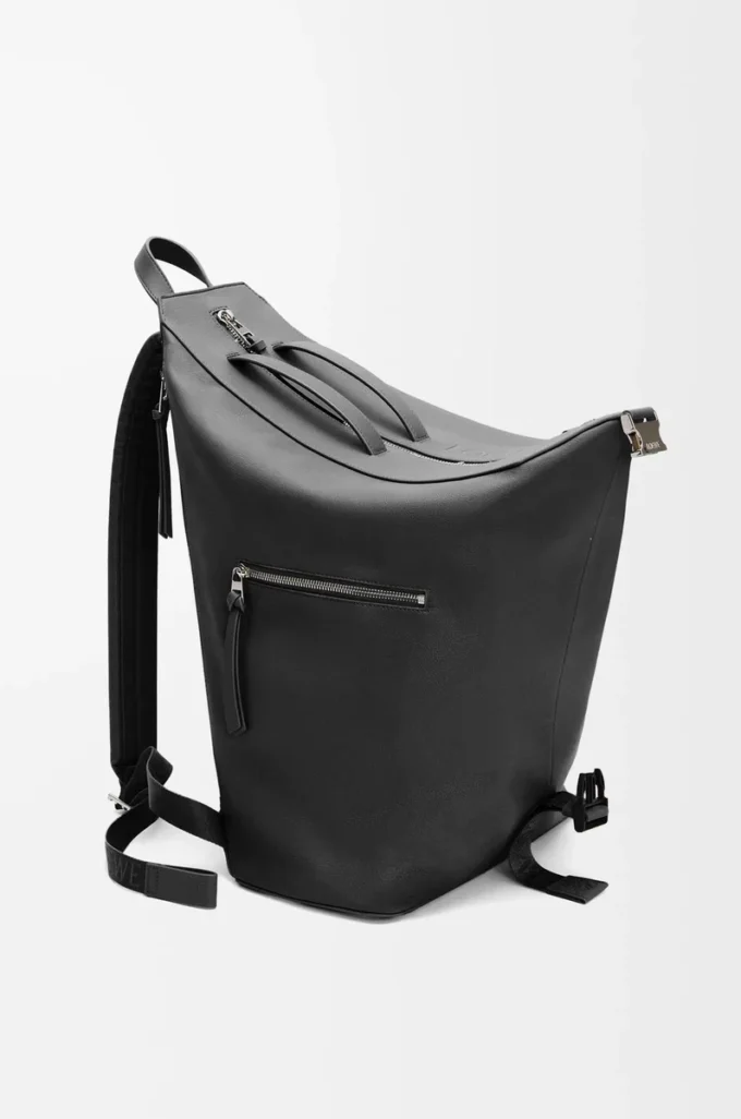 Wandelbarer Rucksack aus klassischem Kalbsleder Schwarz