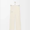 Weiche Bootcut-Hose aus technischem Jersey in Elfenbein