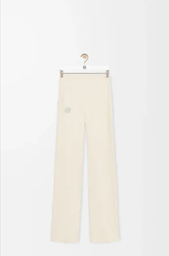 Weiche Bootcut-Hose aus technischem Jersey in Elfenbein