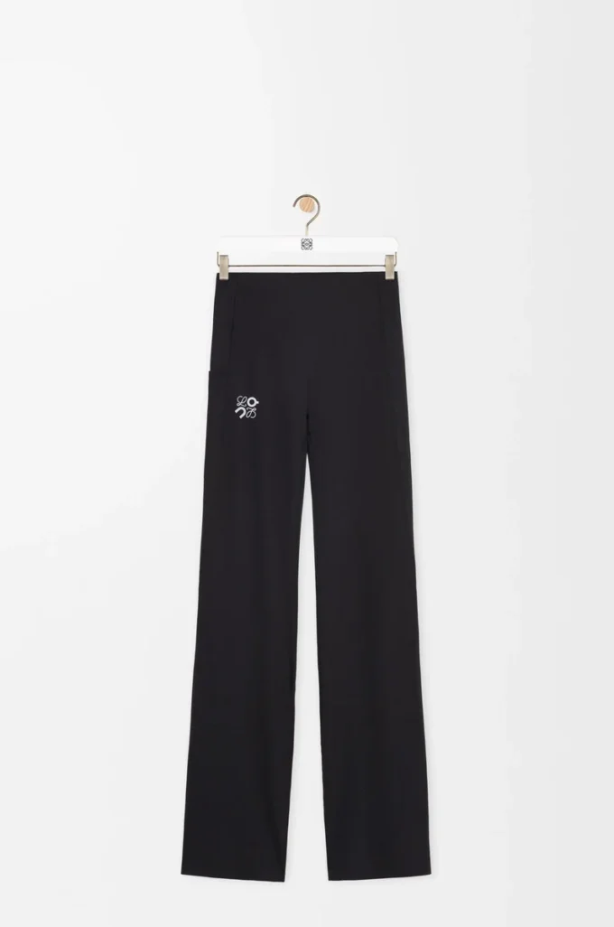 Weiche Bootleg-Hose aus technischem Jersey in Schwarz