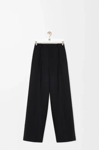Weite Hose aus Wolle Schwarz