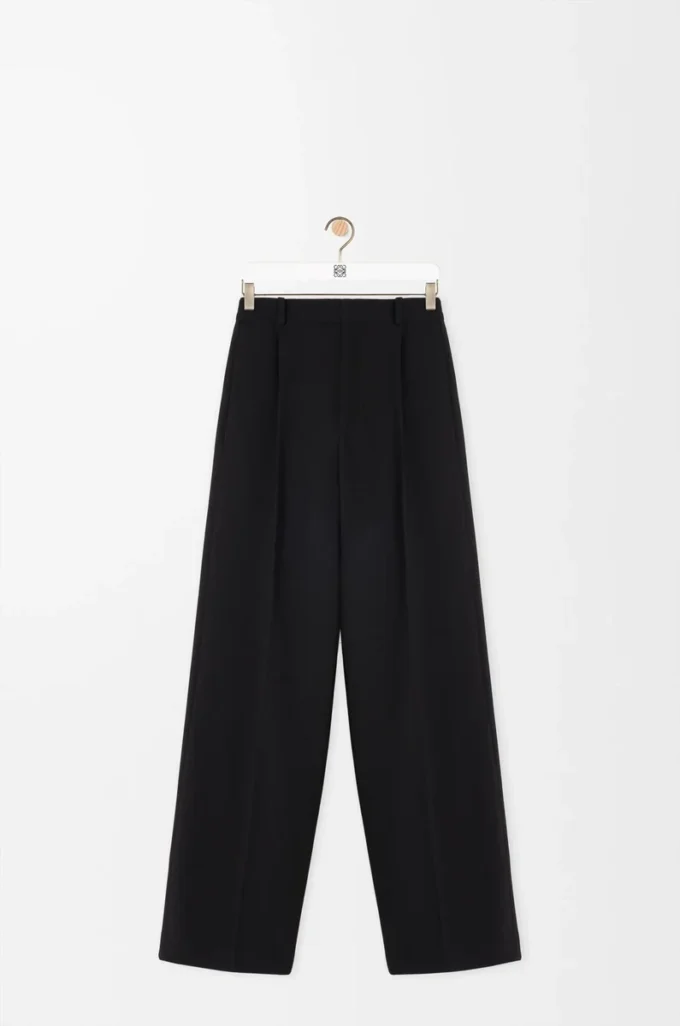 Weite Hose aus Wolle Schwarz