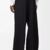 Weite Hose aus Wolle Schwarz