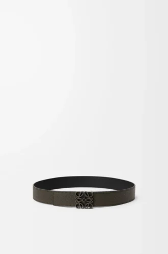 Wendbarer Anagram-Gürtel aus geschmeidigem genarbtem Kalbsleder Dark Khaki/Black/Dark Pal